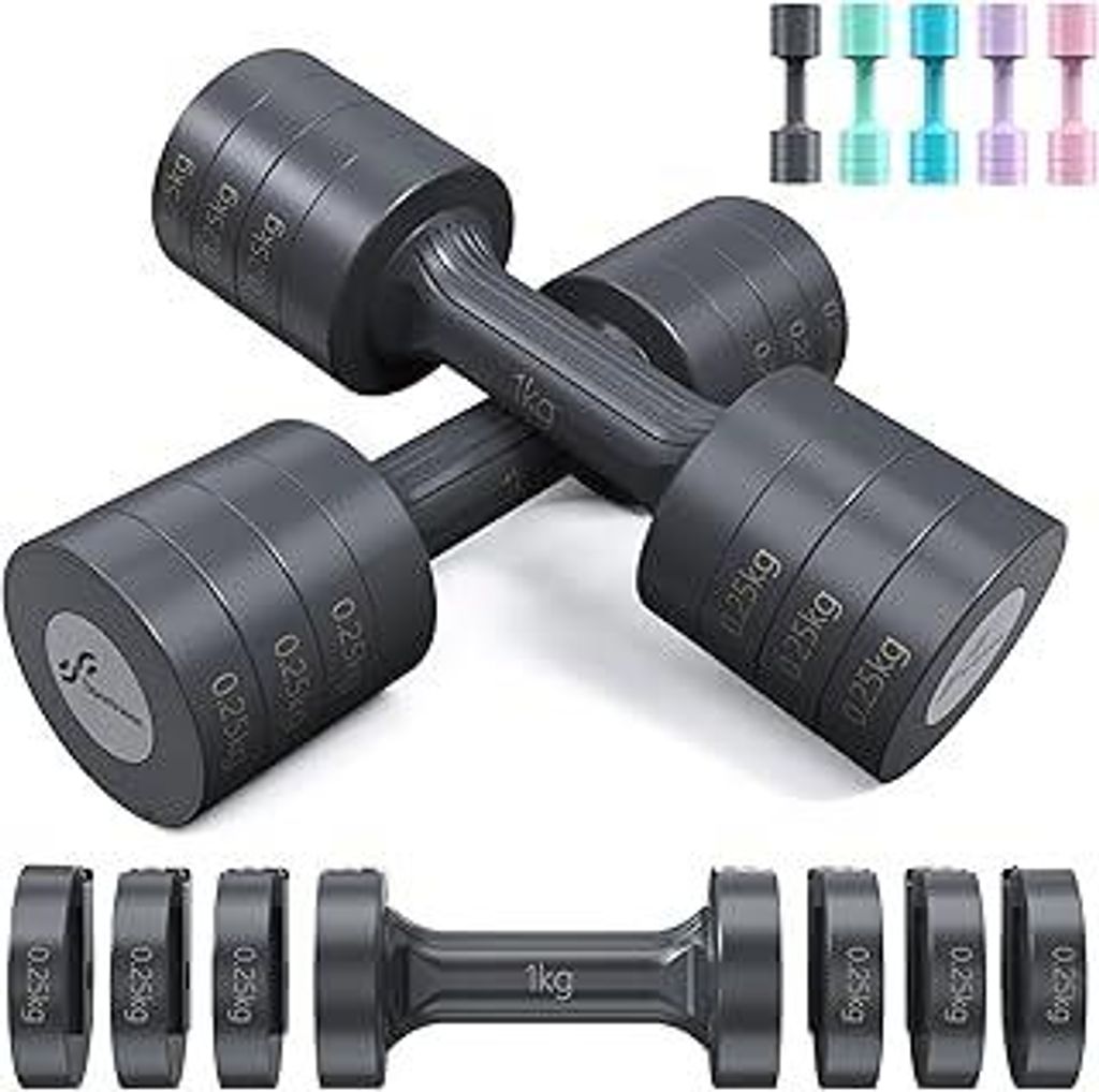 Sportneer Verstellbare Hanteln Set – Hanteln Frauen Set je 1–2,5?kg, 4-in-1 Kurzhanteln 2er Set, Adjustable Dumbbell Set für Home Gym, Fitness...