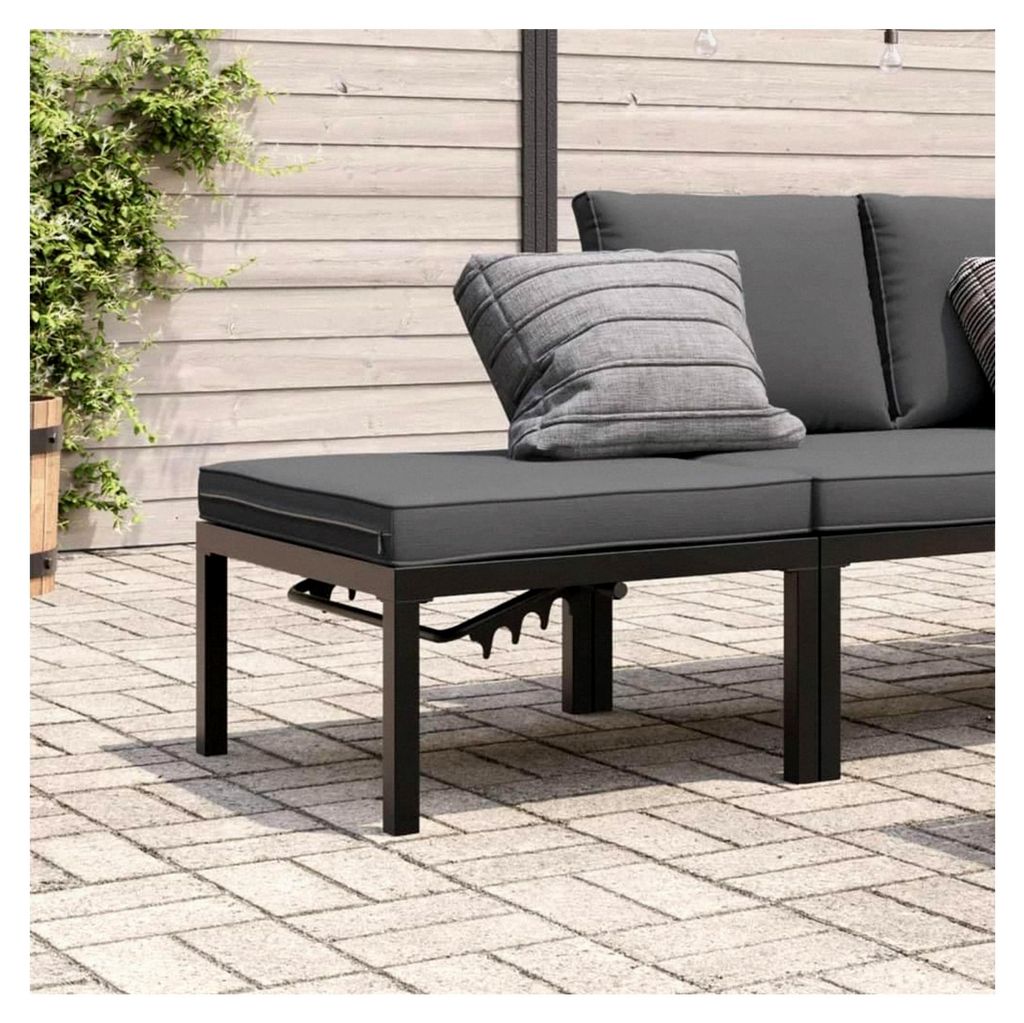 Gartenhocker mit Kissen in Schwarz aus Aluminium für den Außenbereich als Tisch oder Gartentisch