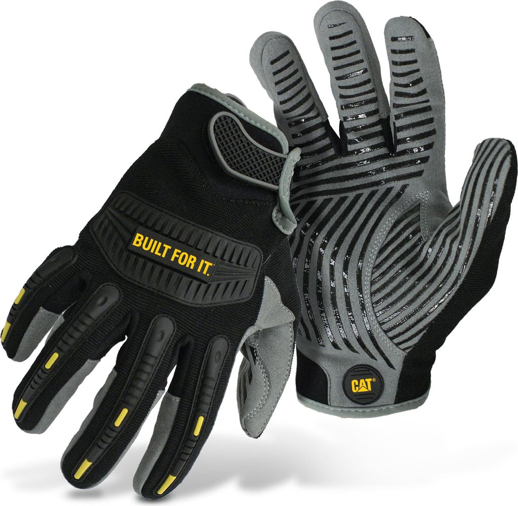 CAT Handschuhe aus Synthetik mit Silikon-Griff Schwarz/Grau M