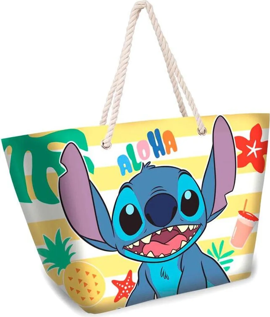 Grand Sac de Plage Disney Stitch Cabas Fourre-tout de Vacances en Toile