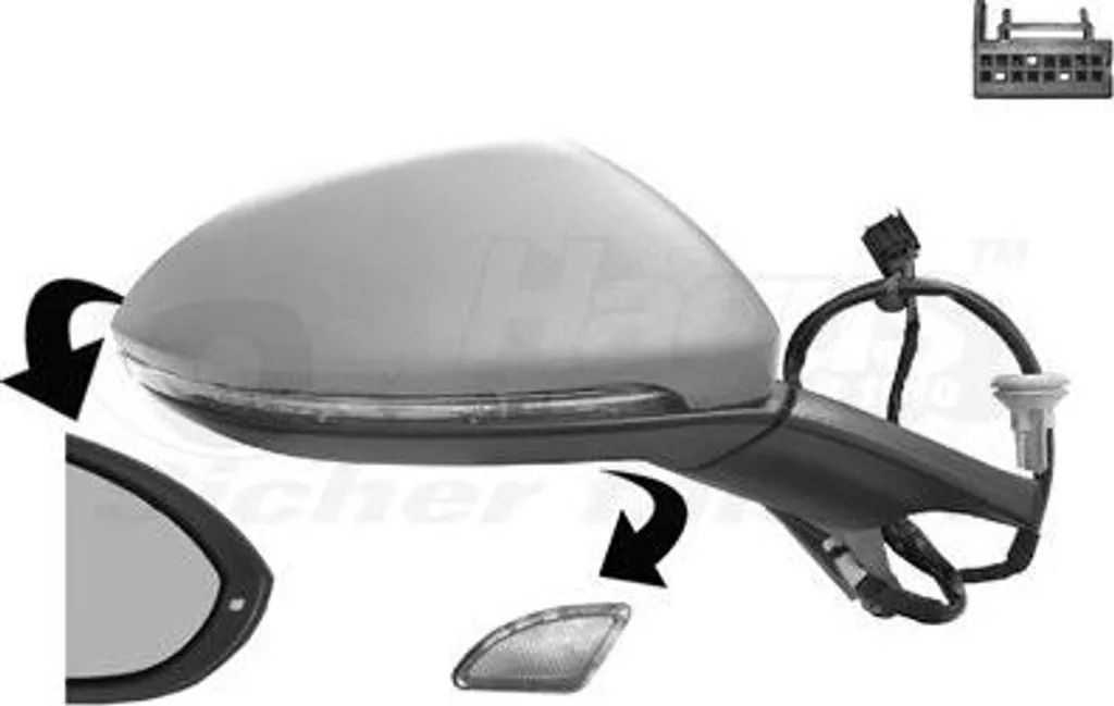 Miroir pour VW Golf VII : Glace de Rétroviseur Dégivrante Côté Gauche