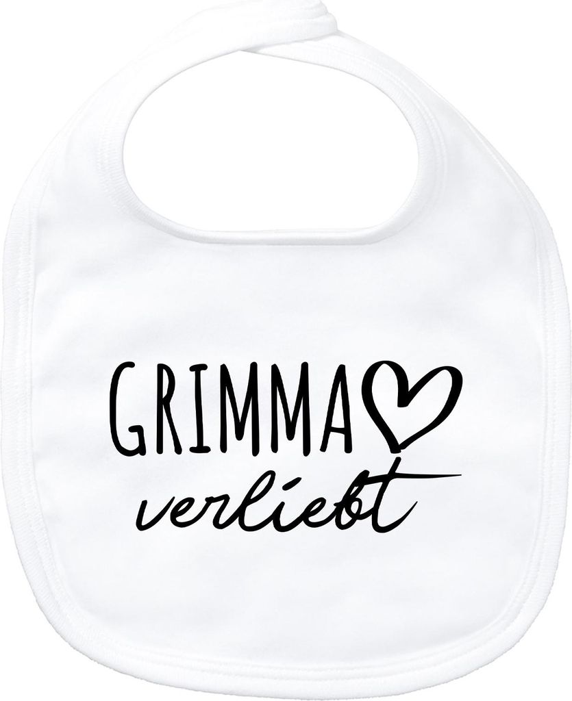Huuraa Baby Lätzchen Grimma verliebt White Klettverschluss Baumwolle Latz Geschenkidee