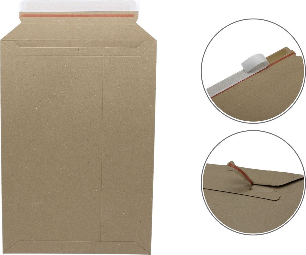 Versandtaschen Voll-Pappe Vollpapptaschen braun 240 x 315 mm - 200 Stück