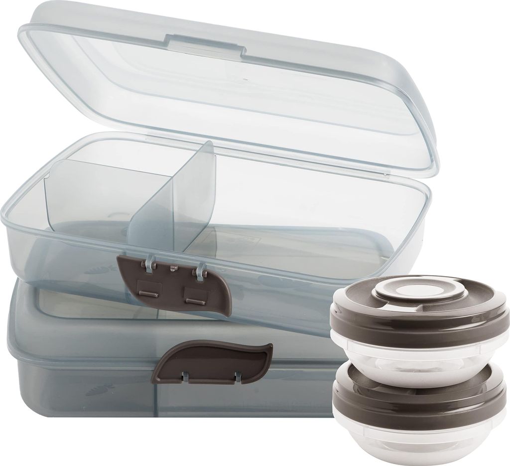 Brotdose Kinder mit Fächern Lunchbox Clickverschluss Bento Set Joghurtbehälter