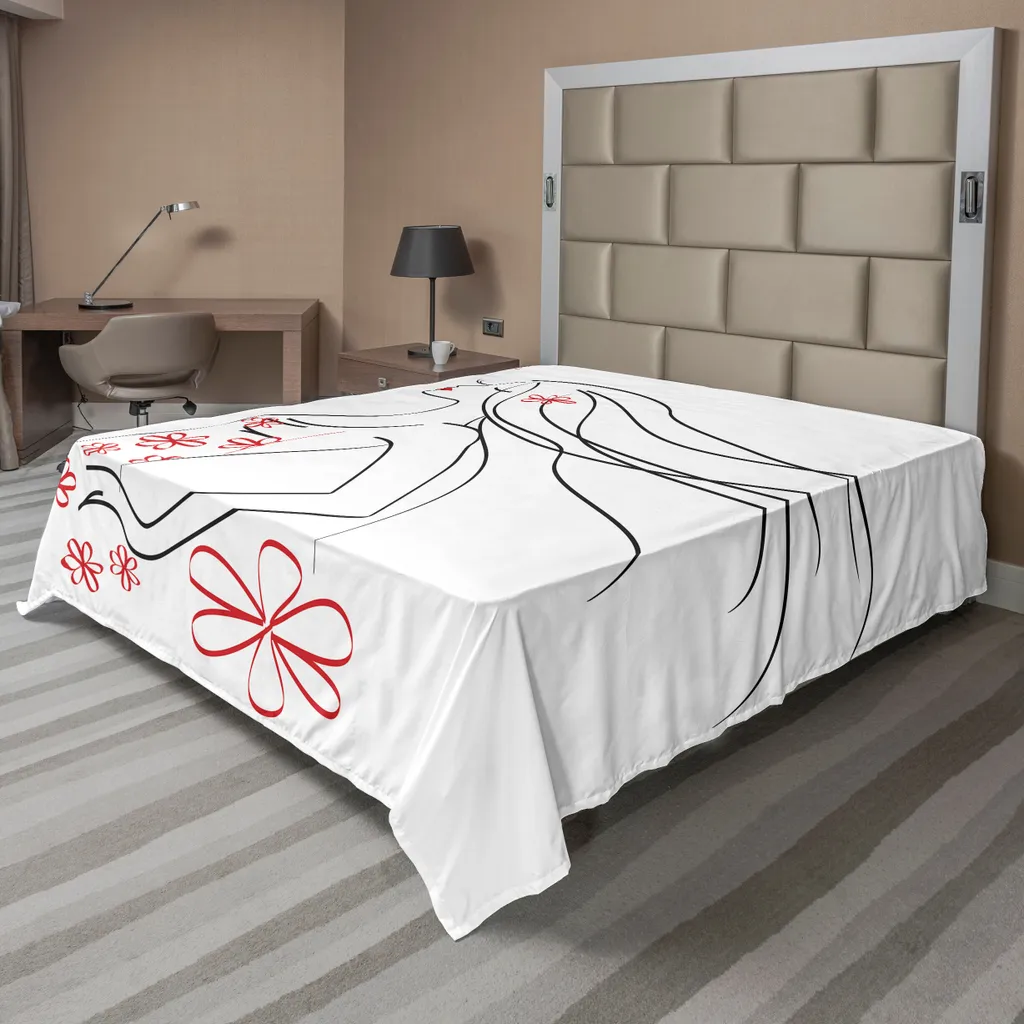 Drap de lit décoratif en tissu doux avec motif floral et papillons