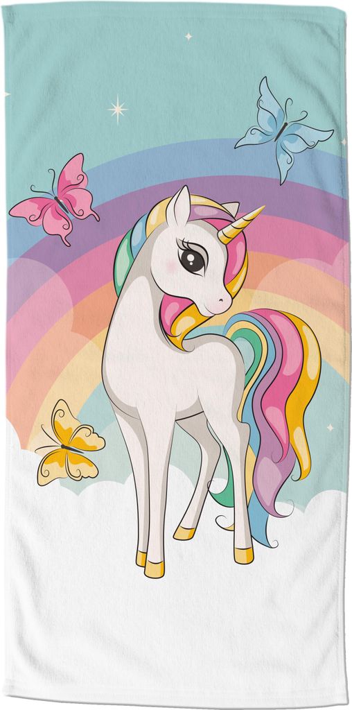 Beach towel Good Morning 75x150 cm - unicorn and rainbow