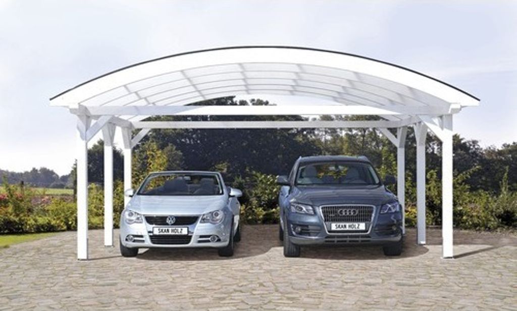 Doppelcarport SKAN HOLZ Bogendach 635x541 cm weiß