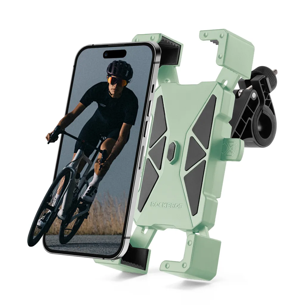 Supporto Telefono Universale ROCKBROS Bici e Moto - Verde Sicurezza