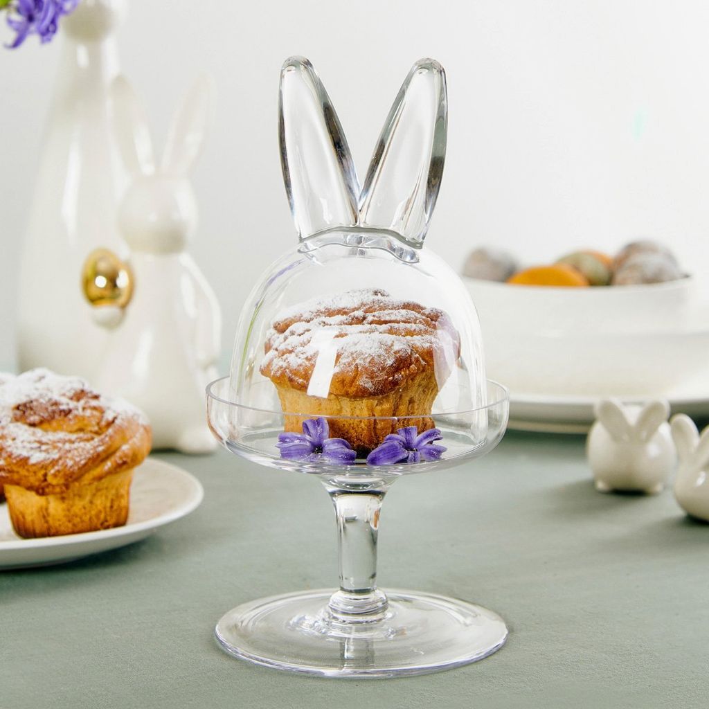 Produktbild von Kuchenständer Mit Marmorplatte Und Glasdeckel – 33,8 Cm Hoch, Servierplatte Mit Haube, NEU