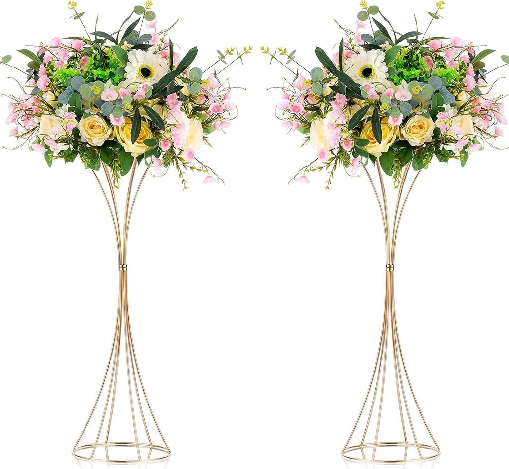 Hochzeits Blumenhalter Set von 2 – Edelstahl Tischmittelstücke für Hochzeiten und Veranstaltungen – Dekorative Blumenständer für Tischdekor...