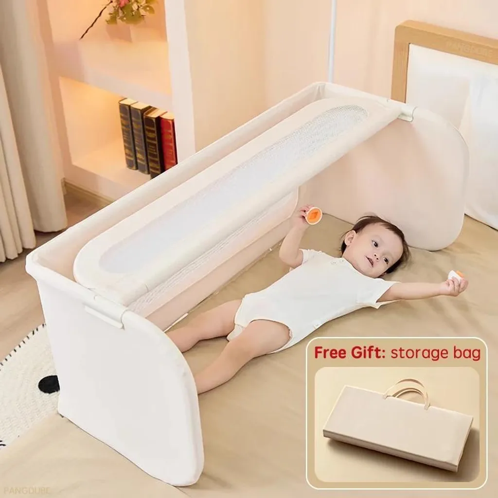 Lit de bébé Nest portable blanc avec barrière de sécurité renforcée - 2