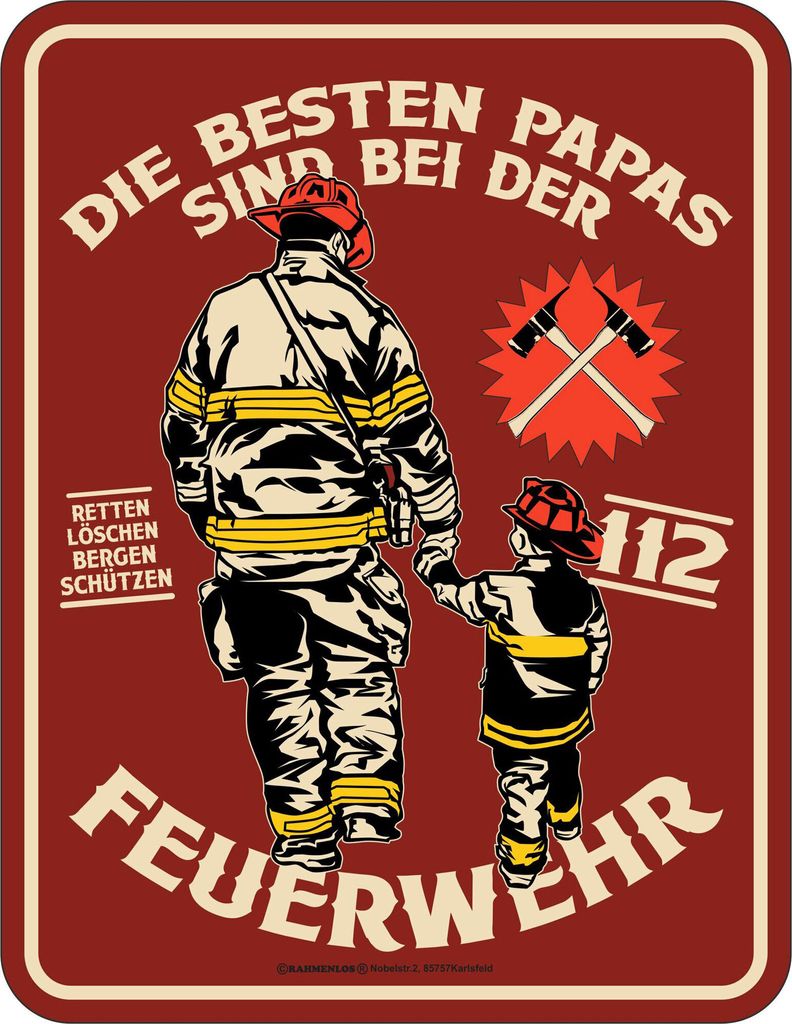 Bester Papa - Fun-Schilder - Feuerwehr