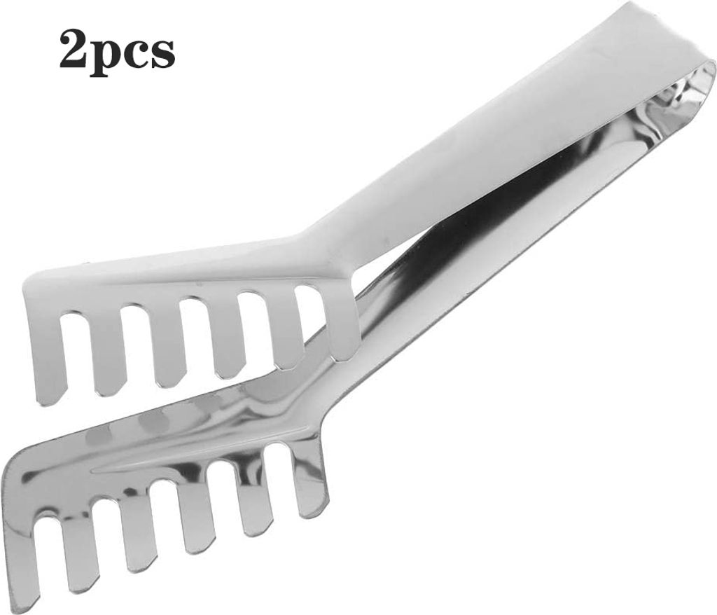 Spoon Fork, Stainless Steel Spaghetti Noodle Tongs Thick Multi-Tooth Cake Clip Salad Kitchen Utensils