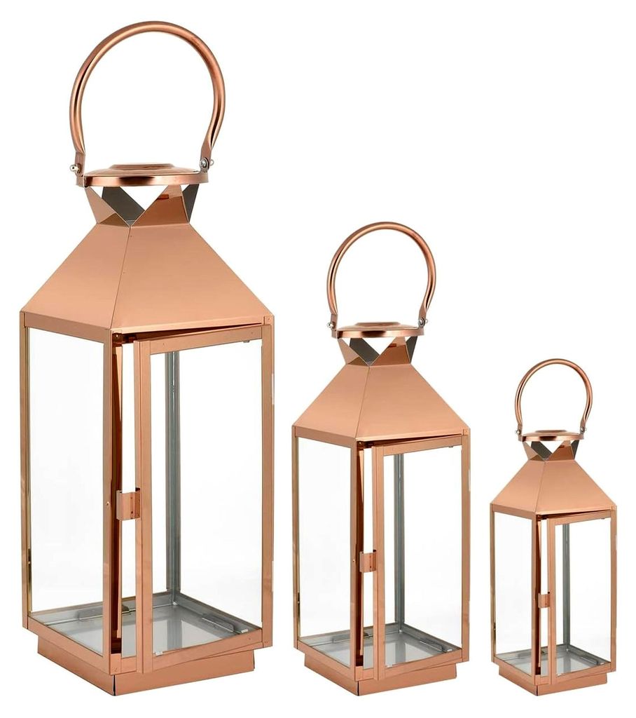 Laternen-Set 3er XXL Gartenlaterne Metall Windlicht Kerzenhalter Set