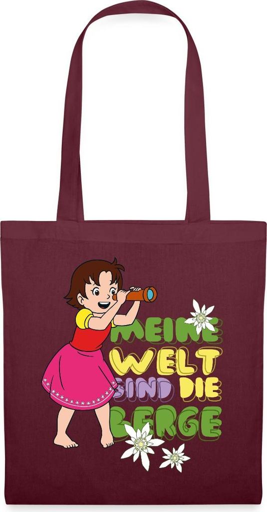 Spreadshirt Heidi Meine Welt Sind Die Berge Fernglas Stoffbeutel, One size, Burgunderrot
