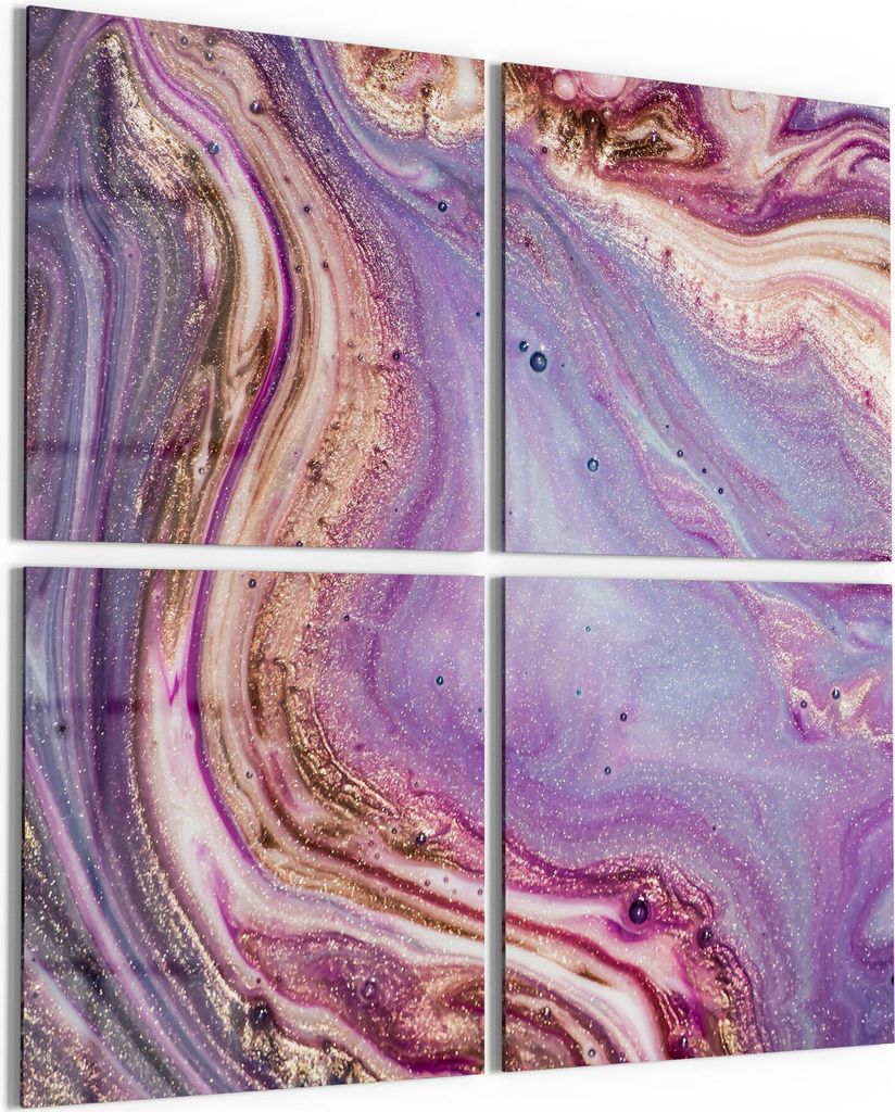 DEQORI Glasbild Echtglas 4x50x50 cm 'Lebhaftes Paisleymuster' Wandbilder XXL groß