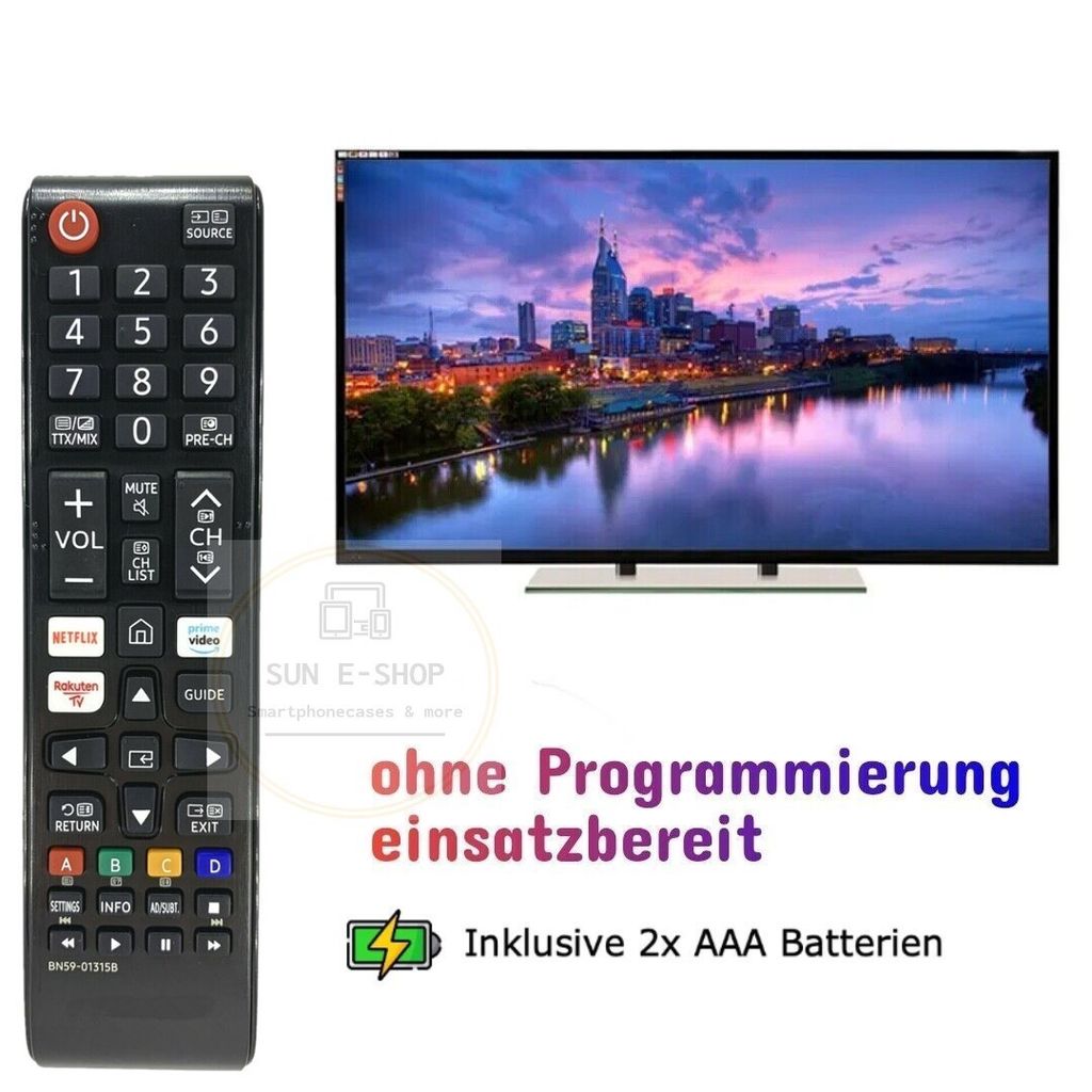 Fernbedienung für Samsung Smart TV /3D Geräte passend BN59-01315B Netflix Prime Rakuten TV