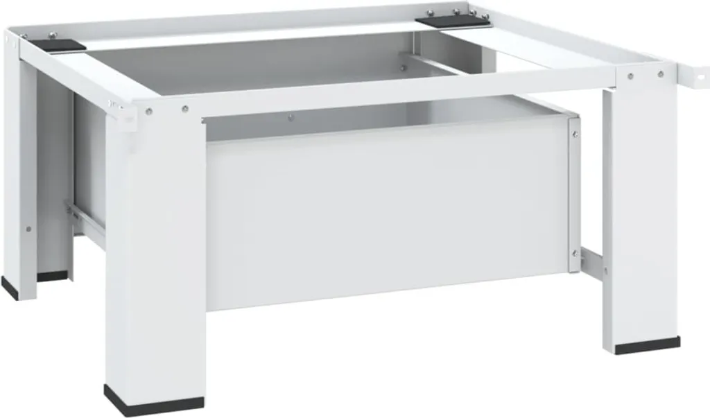 Support machine à laver surélevé blanc avec tiroir pour buanderie