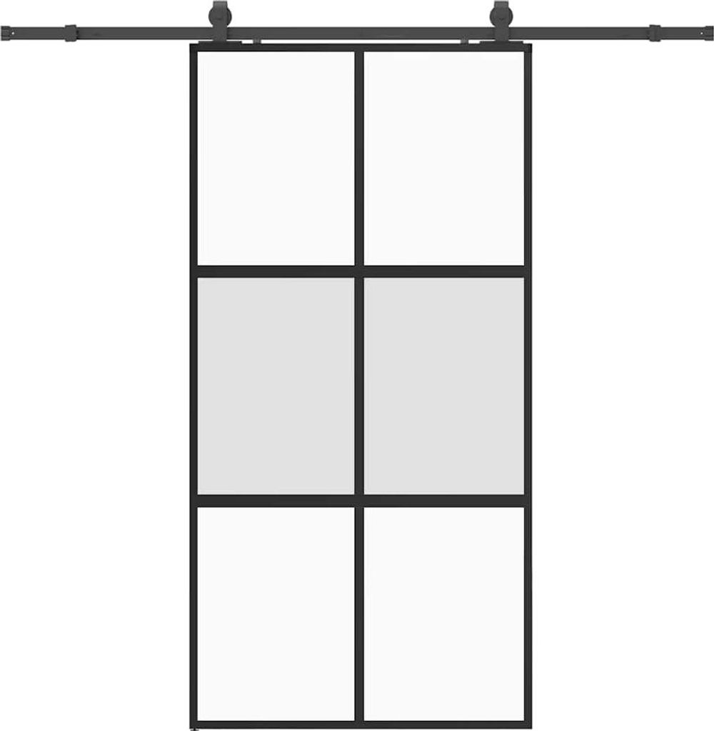 vidaXL Schiebetür mit Beschlag Schwarz 102,5x205 cm Hartglas