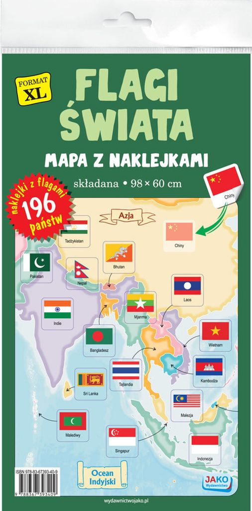 Flaggen der Welt. Karte mit Aufklebern