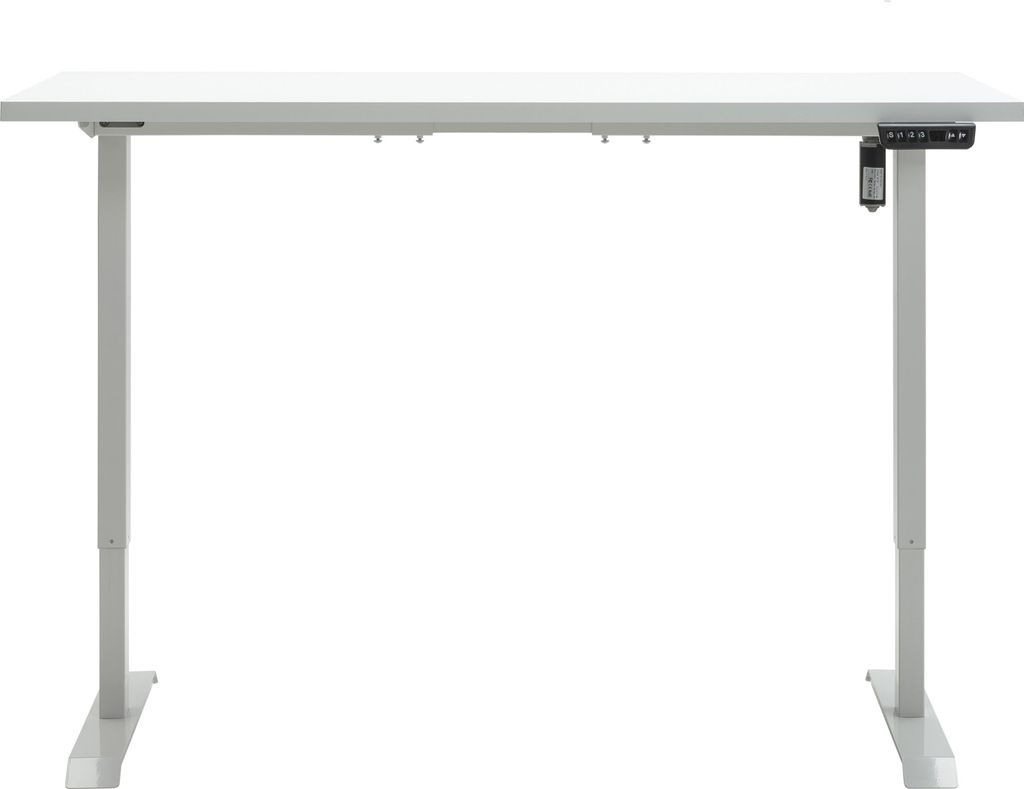 Schreibtisch - 150 x 69 cm - Weiß - Weiß Hochglanz - Holzwerkstoff - Metallgestell - motorisch höhenverstellbar