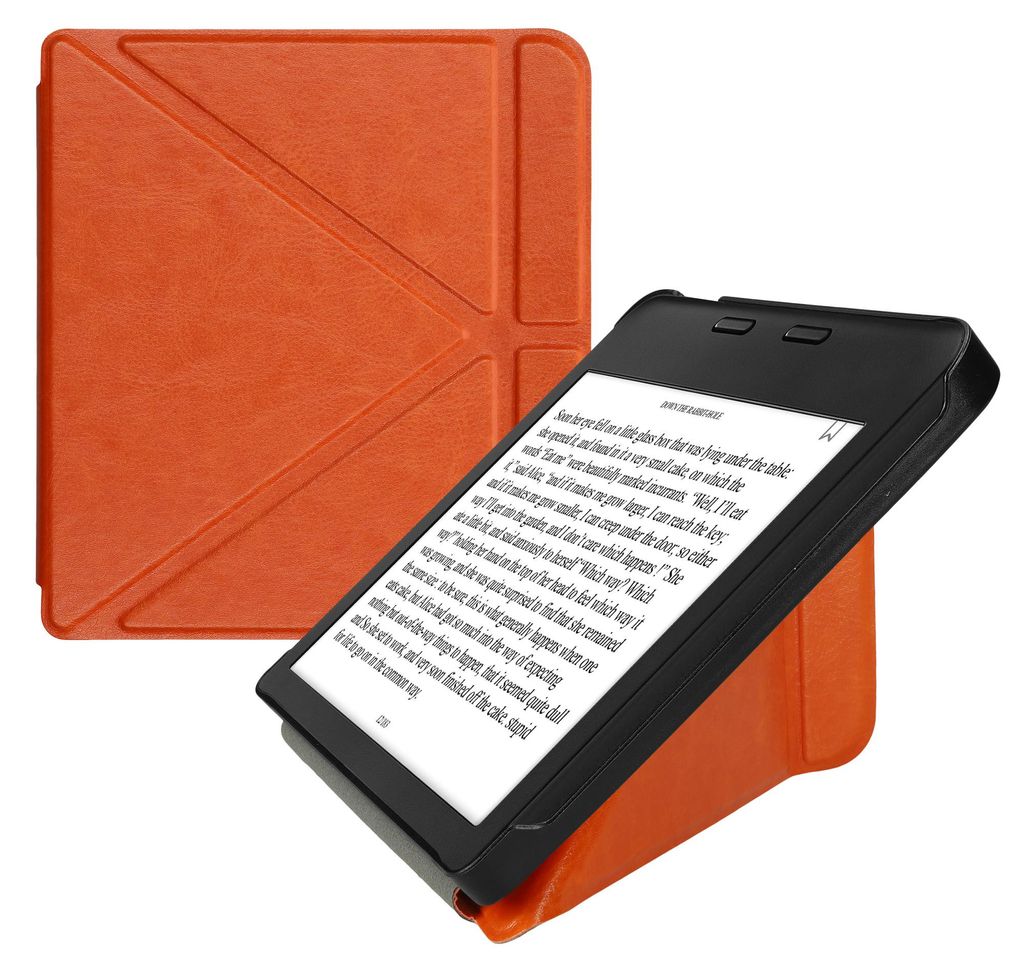 kwmobile Schutzhülle für Kobo Libra 2 Hülle - Kunstleder Case - eReader Klapphülle mit Auto Sleep Funktion - Cover mit Ständer - Orange
