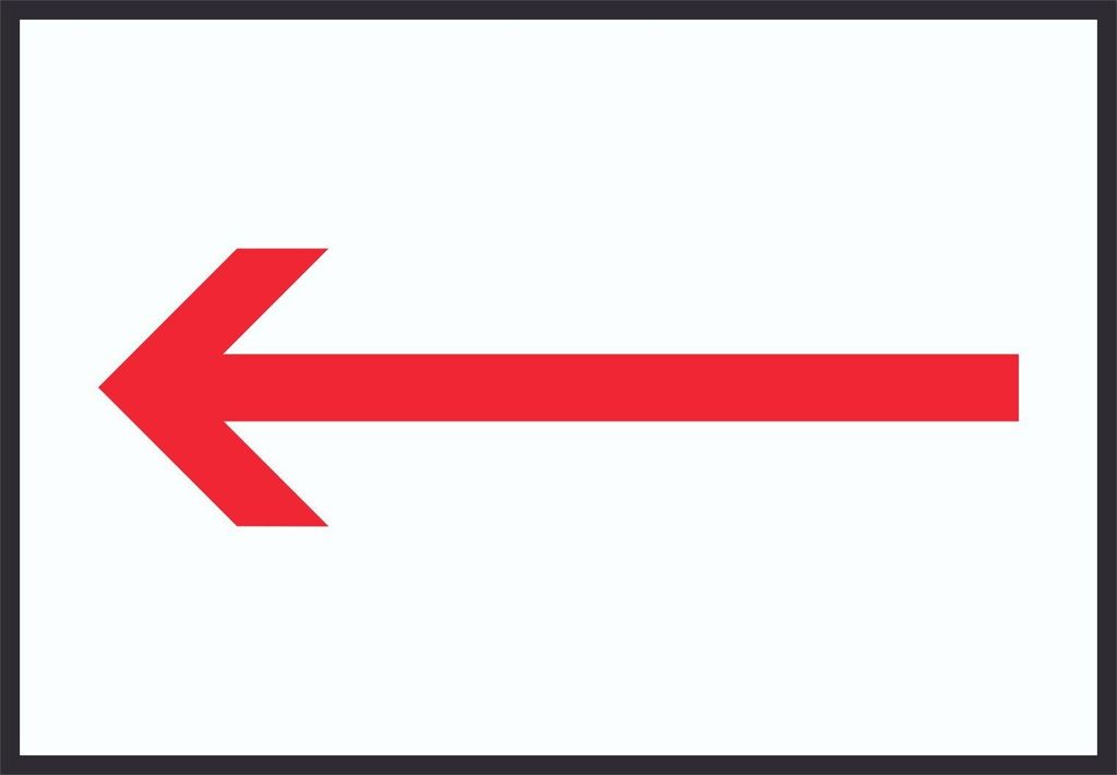 Richtungspfeil links Schild waagerecht rot weiss schwarz Pfeil A1 Rückseite selbstklebend