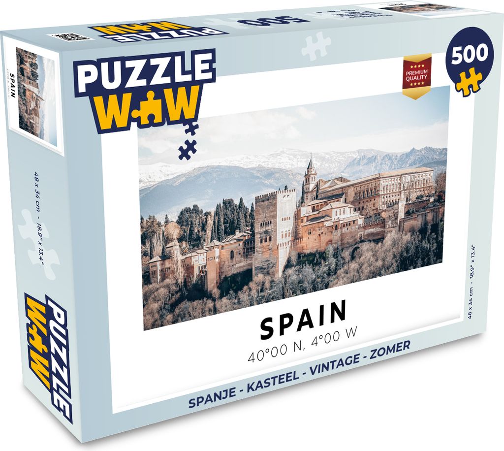 MuchoWow Puzzle 500 Teile Spanien - Schloss - Vintage - Sommer - 500 Teile - Kinder - Selberbauen - Puzzlespiele