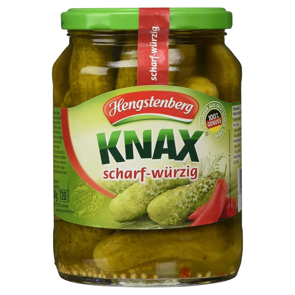 Cetriolini piccanti Hengstenberg Knax in barattolo vegan Immagine del prodotto 
