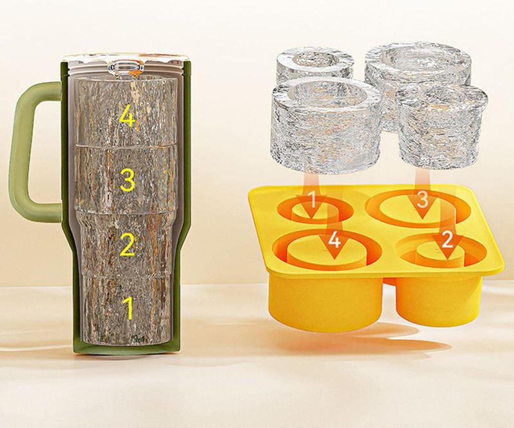 Eiswürfelschale für Trinkbecher, 2er-Pack, Silikon-Eiswürfelformen mit Deckel für 20 oz, 30 oz, 40 oz Trinkbecher, quadratische Eiswürfelschal...