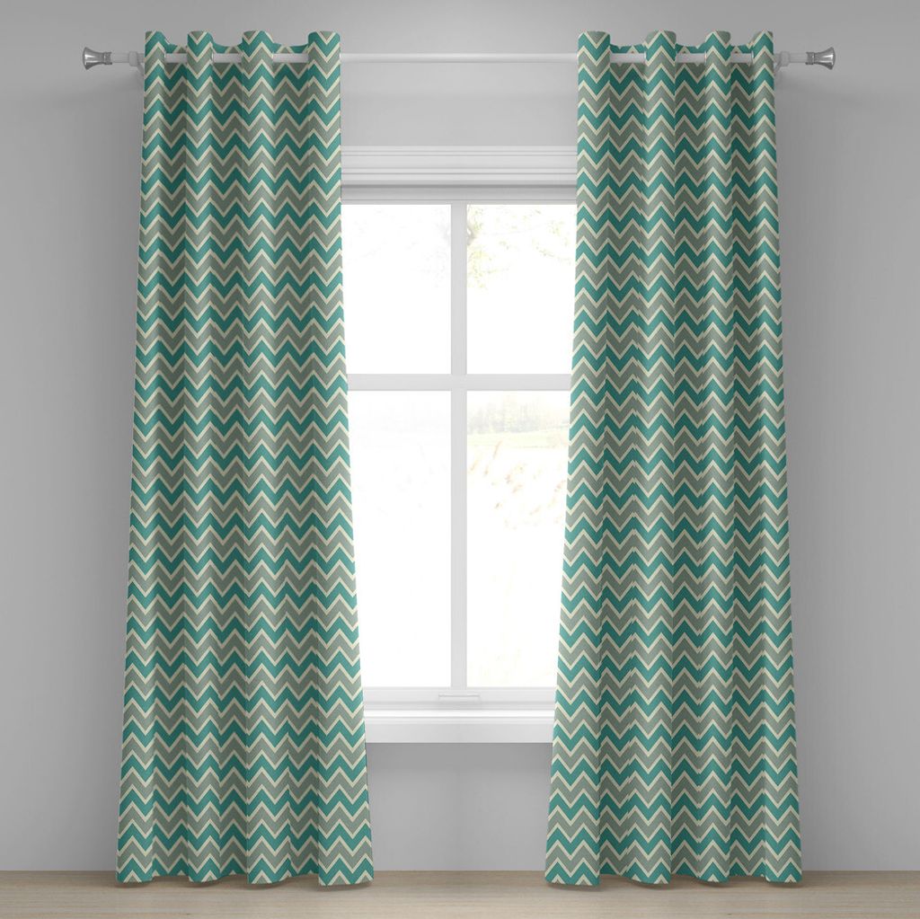ABAKUHAUS Winkel Ösenvorhang, Zickzack Stripes Pattern Winkel Design Retro Design Inspirationen, Dekorative 2-Panel-Fenstervorhänge, 280 cm x 175...