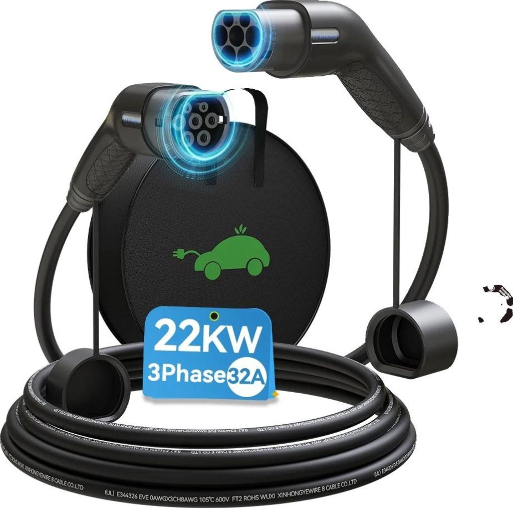 EV-Ladekabel, Typ 2 Stecker, langlebiges TPU-Material, 22kw 32A 3Phasen