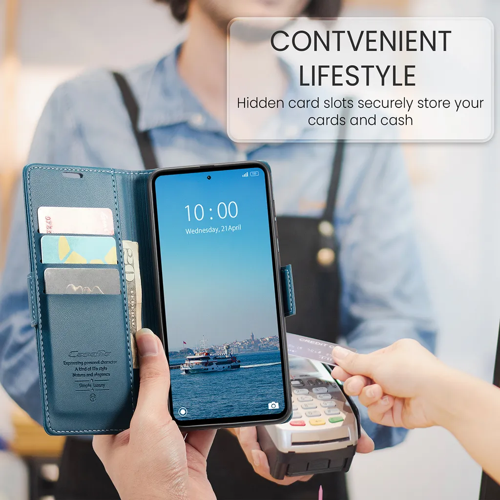 Cover Professionale Redmi 12 5G / Poco M6 Pro - Blu Pelle RFID Stand