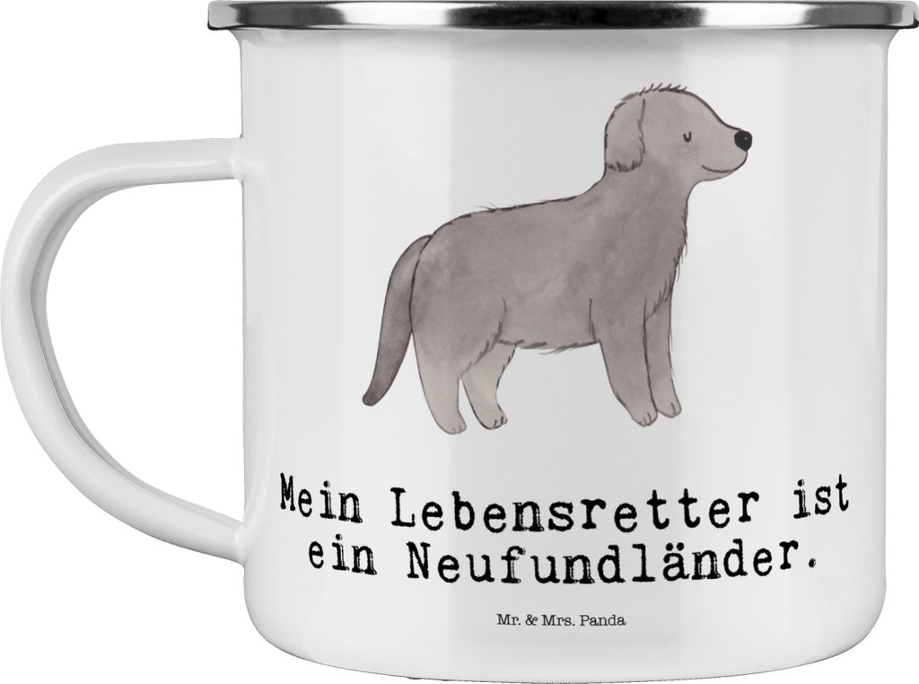 Mr. & Mrs. Panda Teetasse Neufundländer Lebensretter - Weiß - Geschenk, Emaille Tasse, Newfoundland, Haferl, Pott, wandertasse, Campingbecher