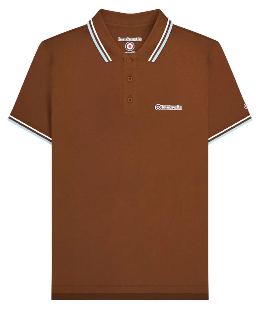 Lambretta - "SS25" Poloshirt für Herren LB239 (L) (Braun/Weiß/Engelsfälle)