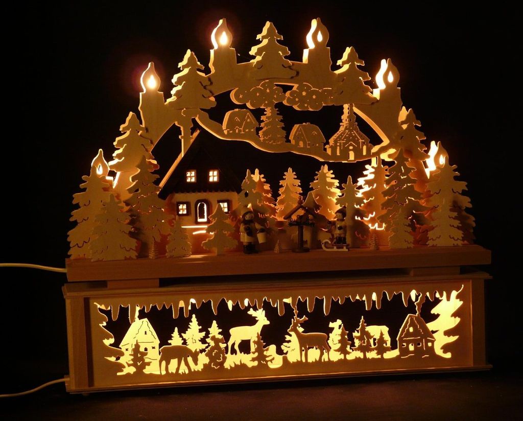 Original Erzgebirgischer Marken Schwibbogen Lichterbogen 50 x 43 cm K50-2_243