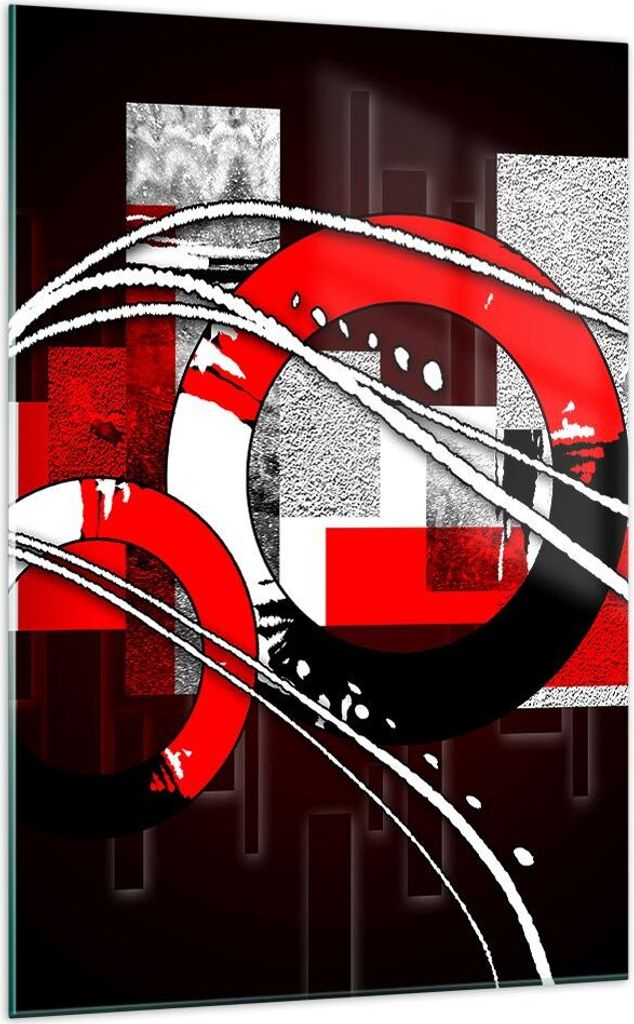 Bilder auf glas - Einteilig - Grafische komposition geometrisch zahlen - 70x100cm - Glasbilder - Wandbilder - Bilder - Wanddekoration aus Glas - Gl...