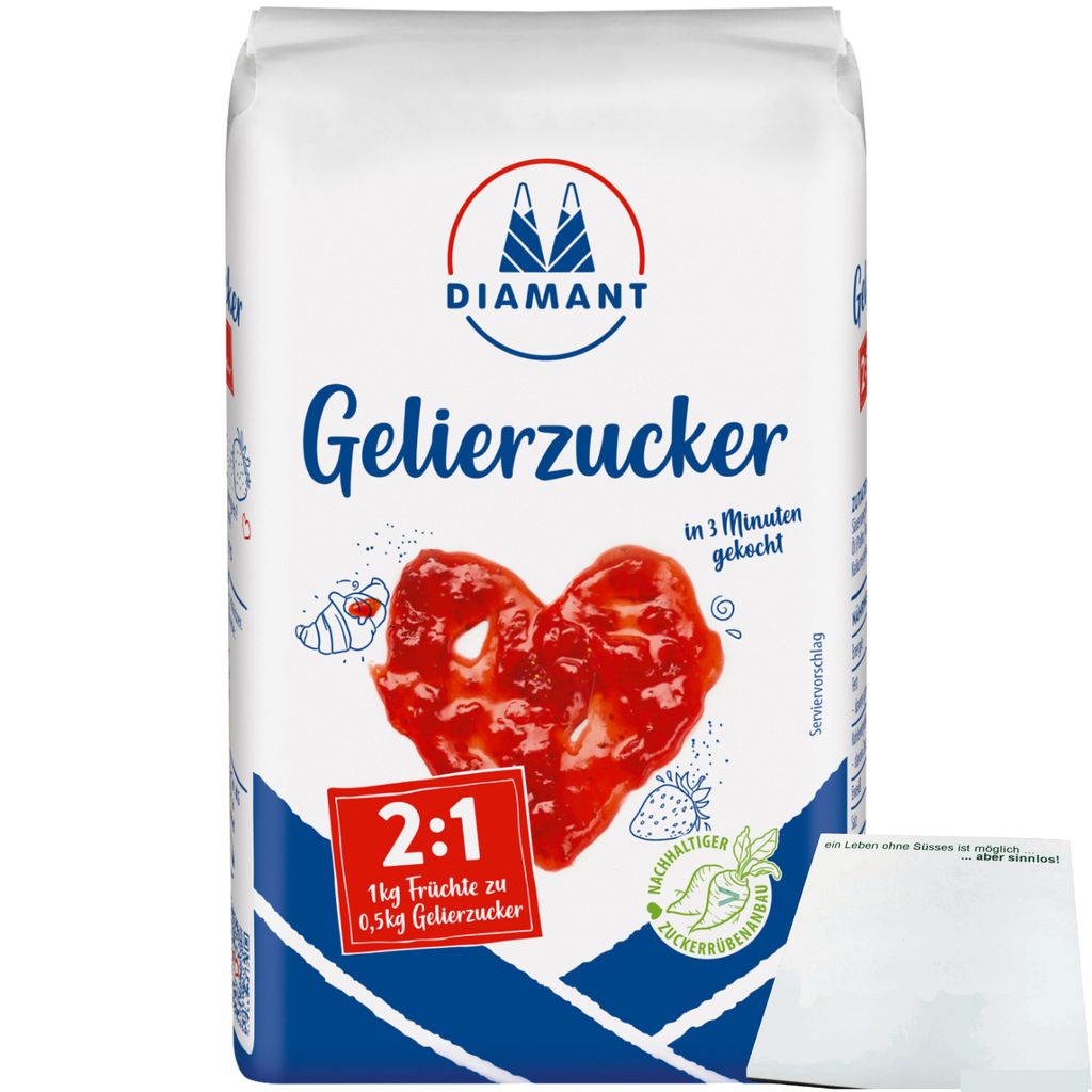 Diamant Gelierzucker 2:1 (500g Packung) + usy Block