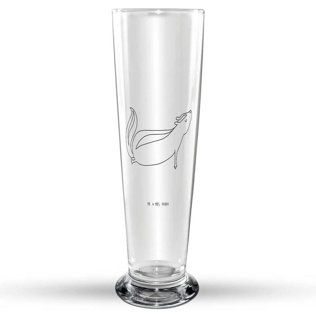 Mr. & Mrs. Panda Bier Glas Stinktier Yoga - Transparent - Geschenk, Wildtier, Bierbecher, Glasbecher, Raubtier, Glasbierglas, Trinkglas, Lache, Bie...
