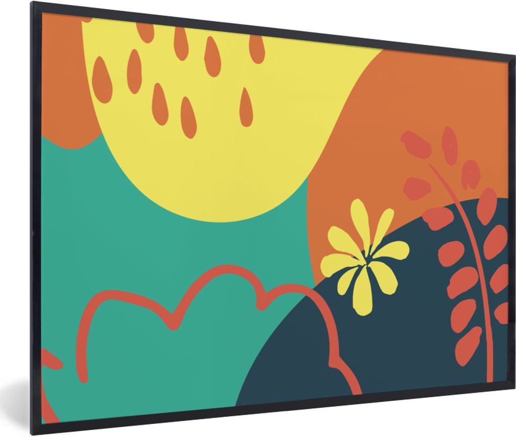 MuchoWow Gerahmtes Poster Sommer - Flecken - Blätter 30x20 cm - Poster mit Schwarzem Bilderrahmen Wandposter Rahmen Foto Bilder - Kunstdruck - B...