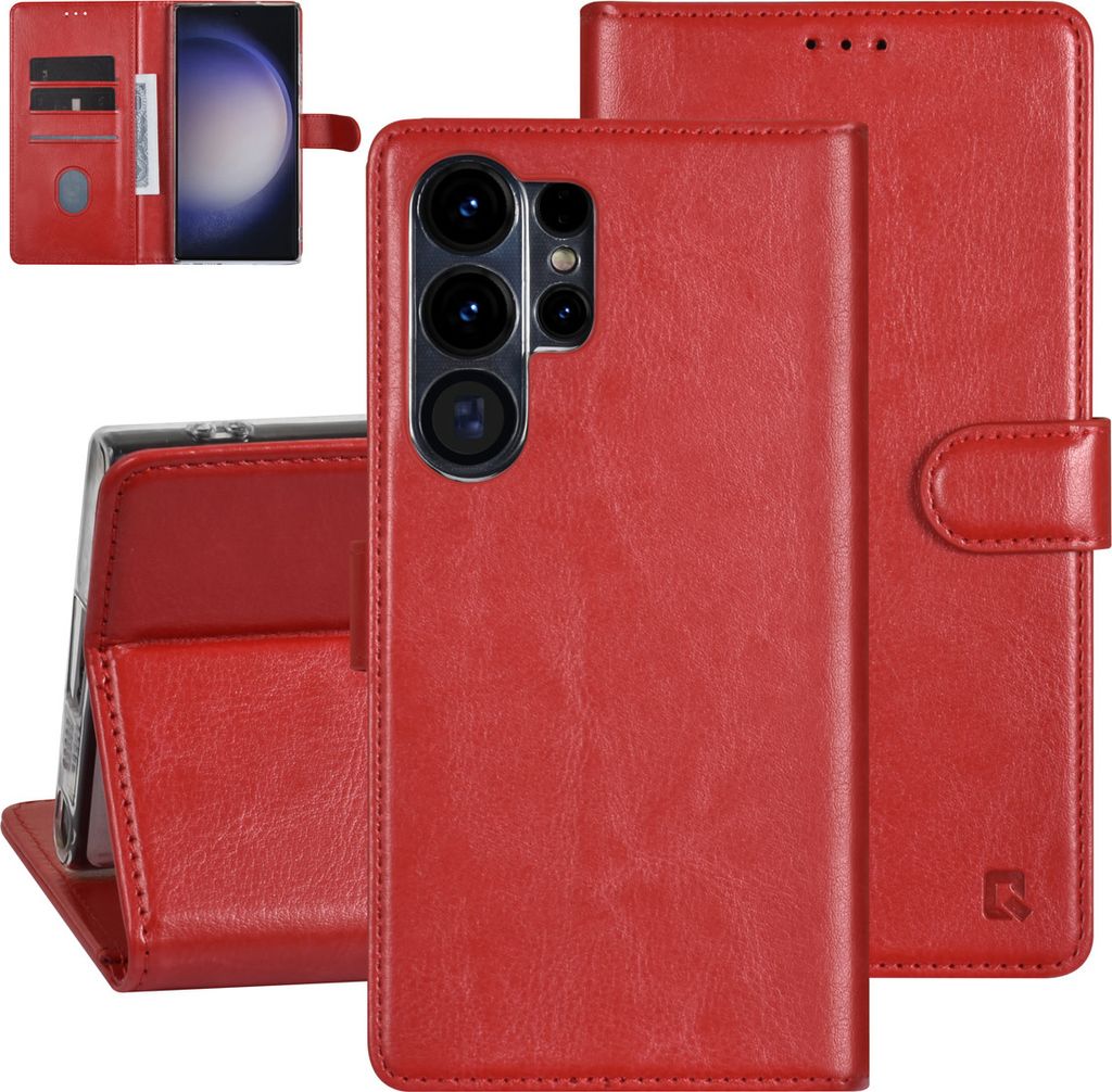 UNIQ Accessory Galaxy S23 Ultra Book type case - Card holder for 3 cards - Magnetic closure - Red