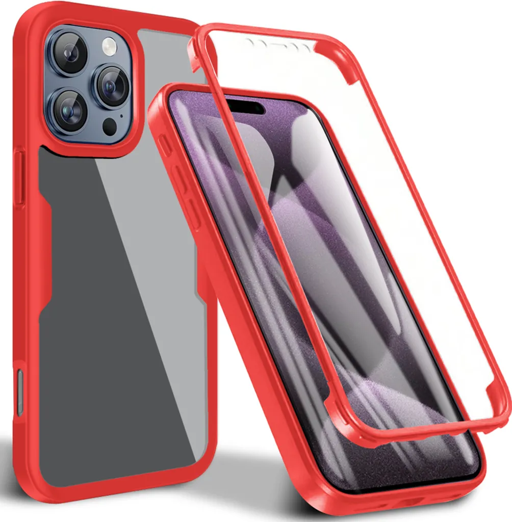 Cover iPhone 16 Pro Full Body Rossa | Proteggi Schermo Incorporato