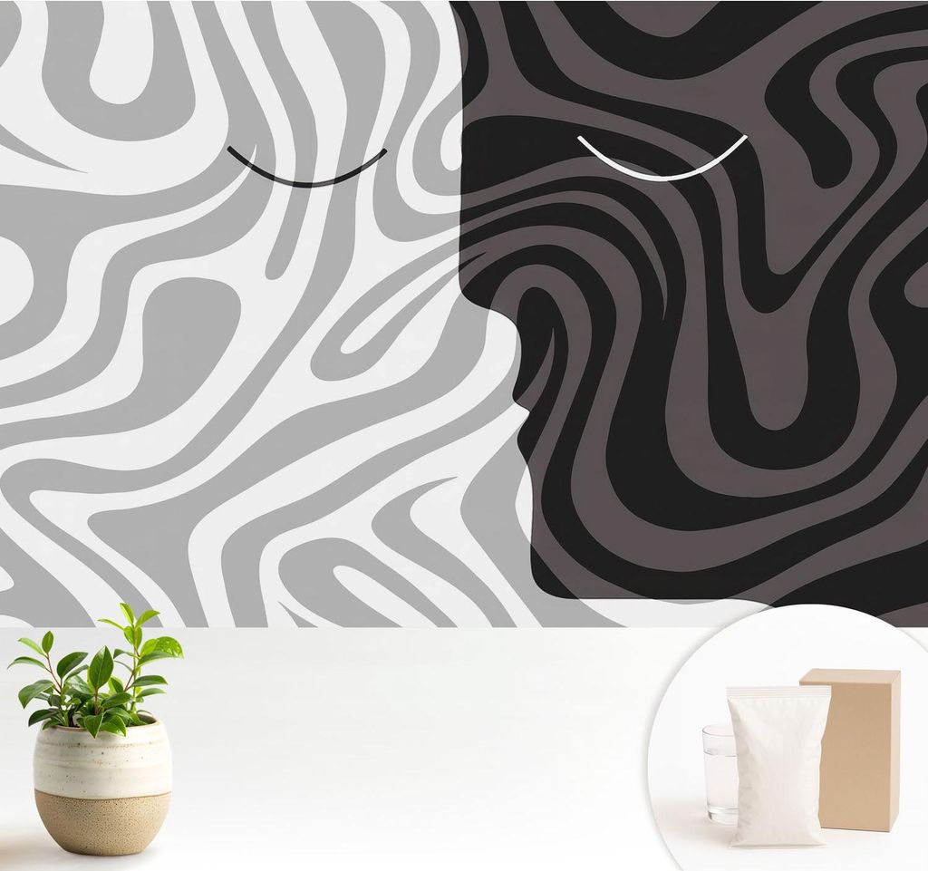 Fototapete - 104x70 cm - Tapete - Wandtapete - Wandbilder - Dekofolie - Tapete Folie - Wand - Dekoration - Wohnzimmer - Abstrakte Gesichter