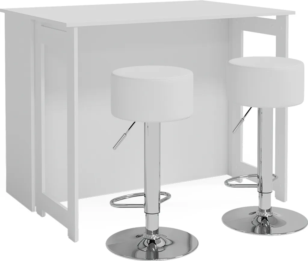 Ensemble mange-debout blanc Vicco Dominic avec 2 tabourets de bar hauts