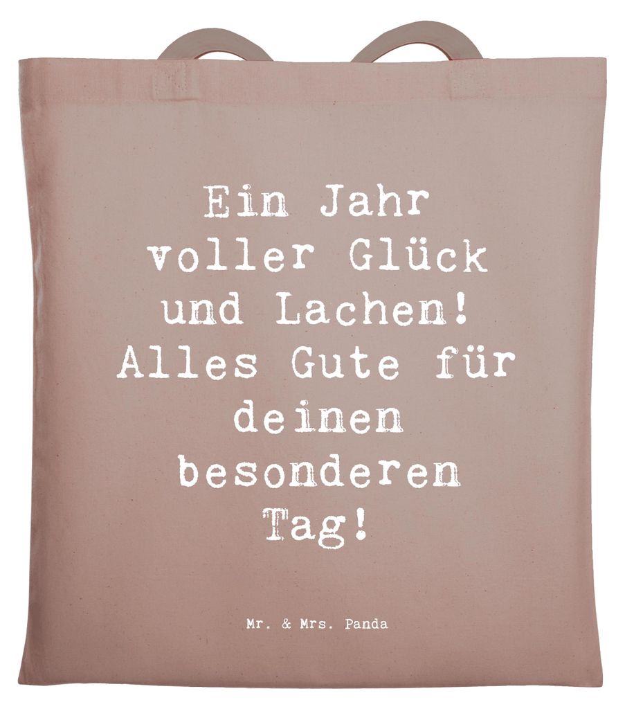 Mr. & Mrs. Panda Uni Tasche Spruch 2014 Geburtstag - Braun Pastell - Geschenk, Glückwunsch, Schultasche, Lachen, Einkaufstüte, Herz, Tote Bag, Ja...