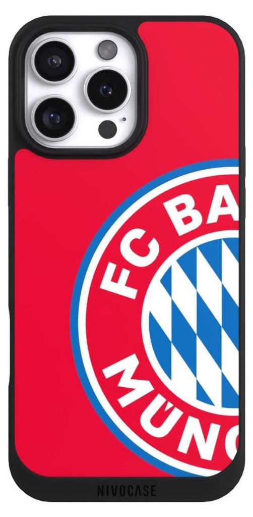 NIVOCASE Handyhülle für Apple iPhone 16 Pro Max Hülle NIVOpure Case Schwarz FC Bayern München FCB Offizielles Lizenzprodukt