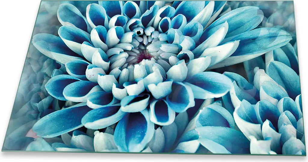 Tagliere Gigante Vetro 80x52 per Piano Cottura - Decoro Fiori Blu