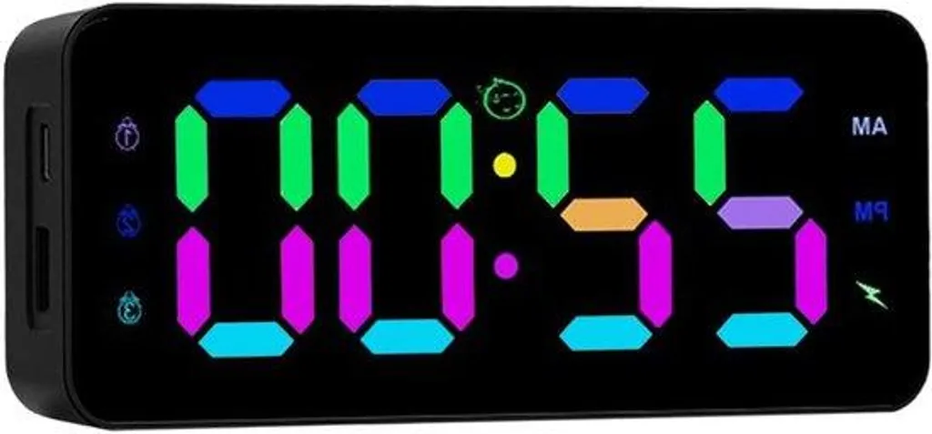 Horloge numérique de chevet compacte noire pour chambre avec répétition