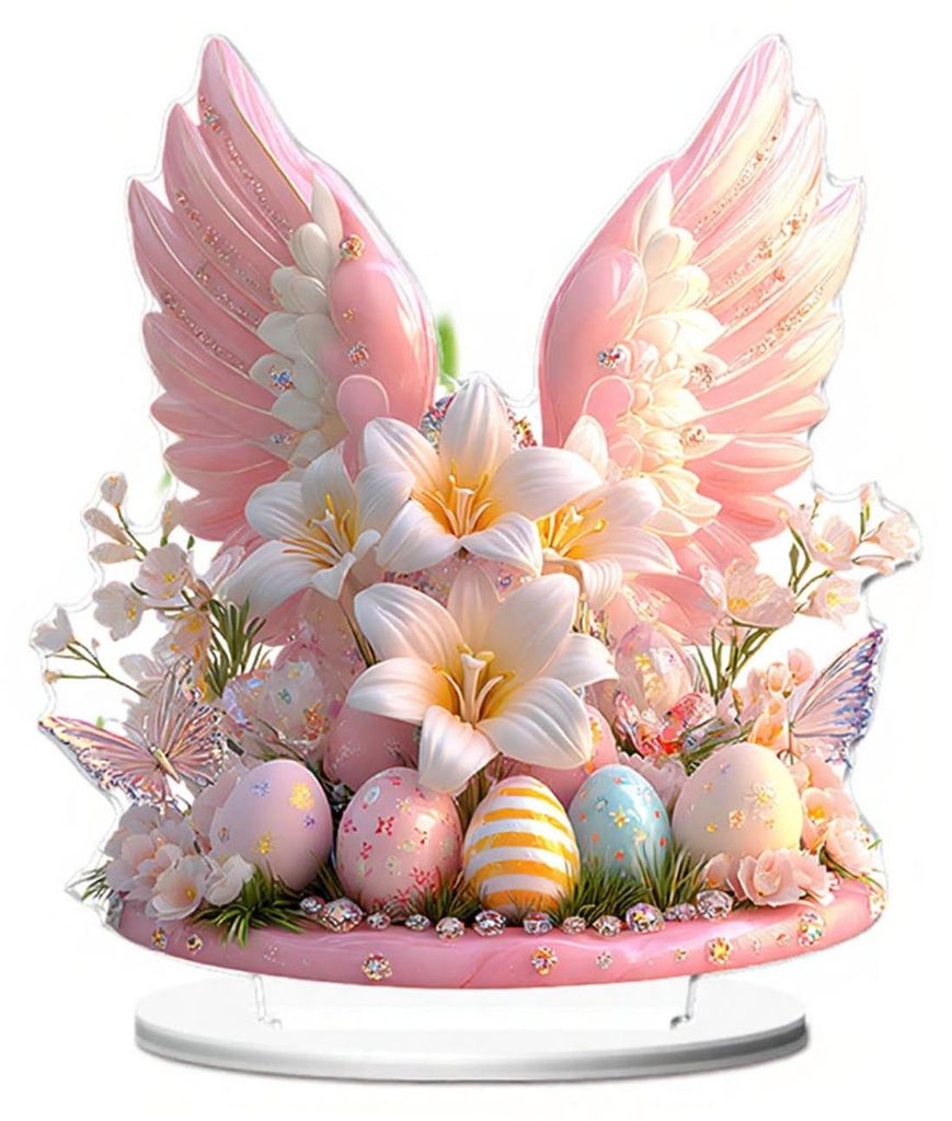 Osterhase 2D Acryl-Ornament Eier Hasen Tischschild Zuhause Wohnzimmer Feiertag Party Tischdekoration Tier