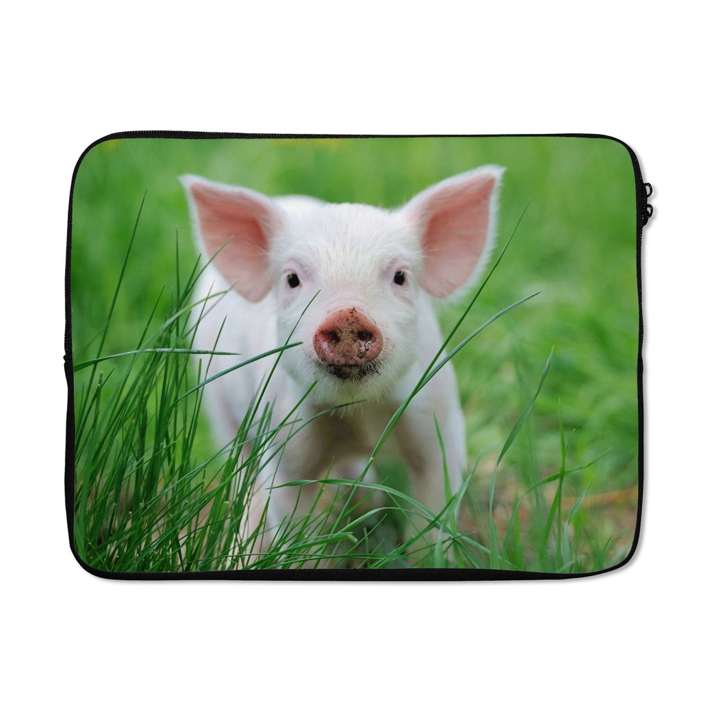 MuchoWow Laptop Hülle 17 Zoll Laptoptasche Schwein - Tiere - Groß - Zipper - Schutzabdeckung
